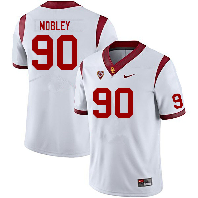 Men #90 Colin Mobley USC Trojans College Football Jerseys Sale-White